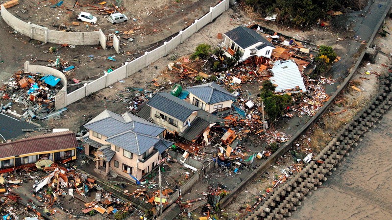 Japonsko zemetrasenie zničené domy následky